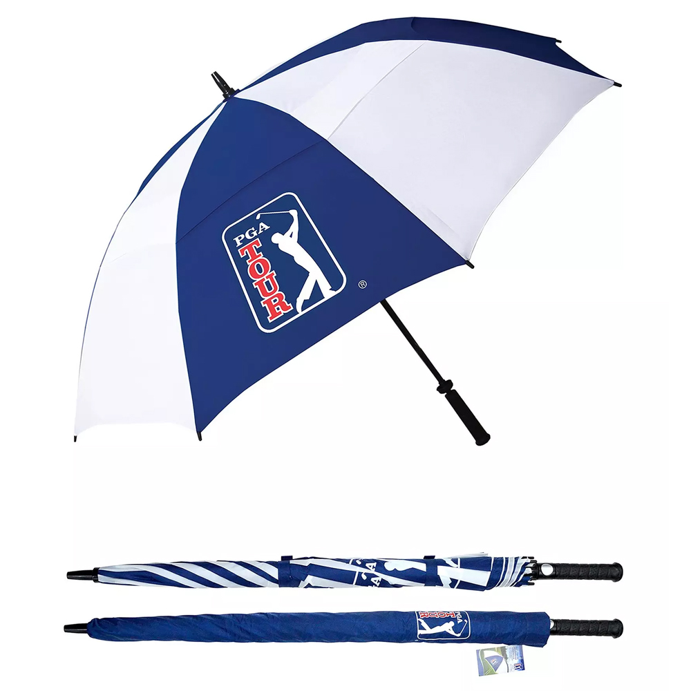 PGA TOUR 62 Inch WIND PROOF GOLF UMBRELLA BLUE / WHITE