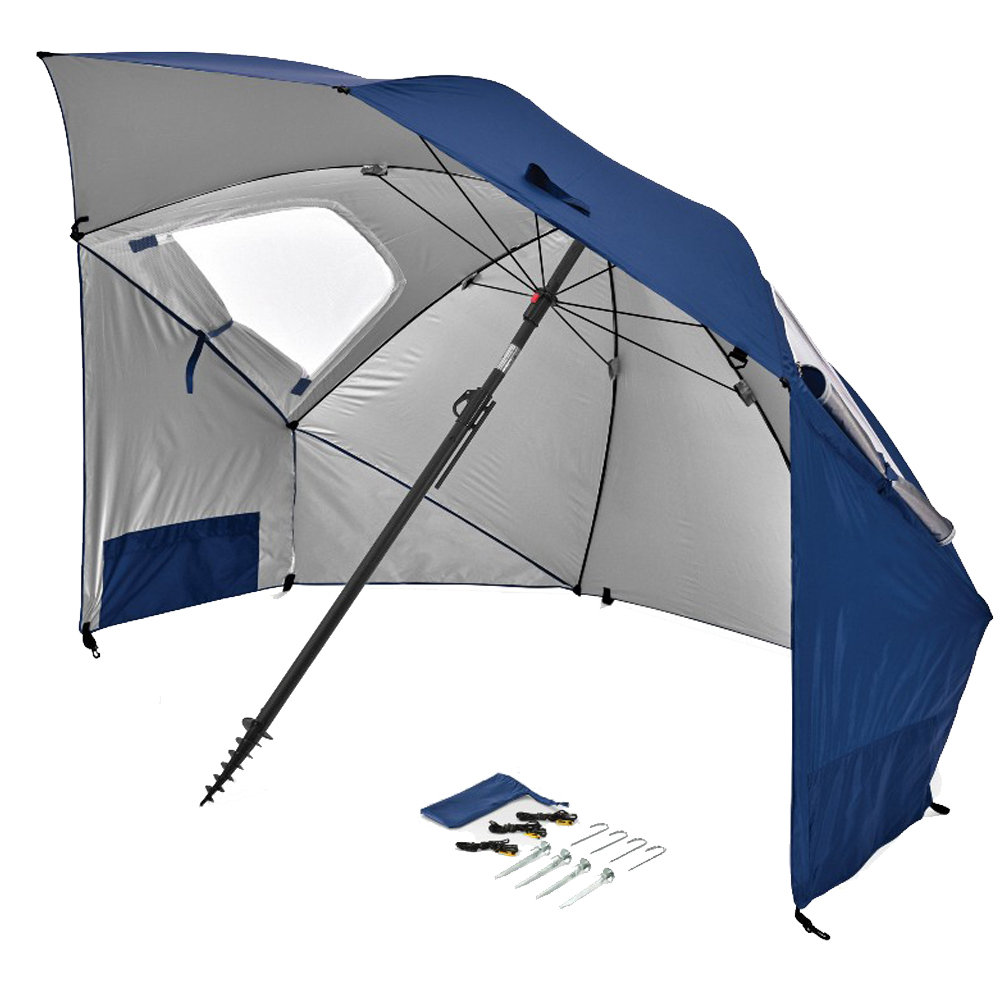SPORT BRELLA HEAVY DUTY SHADE BEACH UMBRELLA STEEL BLUE